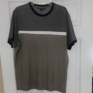 Michael Kors Men's Gray and White Short Sleeve Tee